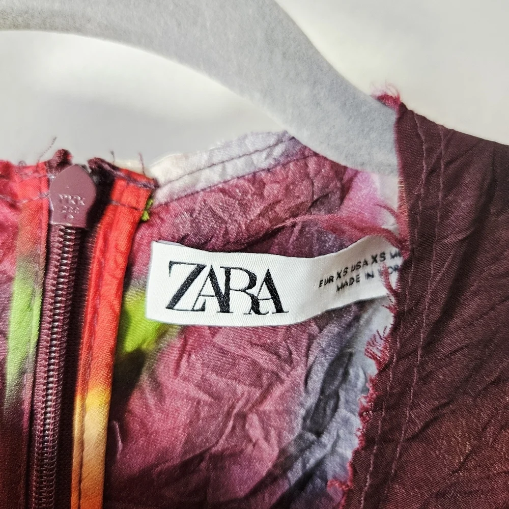 Zara Floral Print Midi Dress Size XS Watercolor Blogger Favourite - Picture 4 of 6